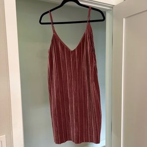 Adorable soft pink/mauve velvet, Bardot mini dress size Large